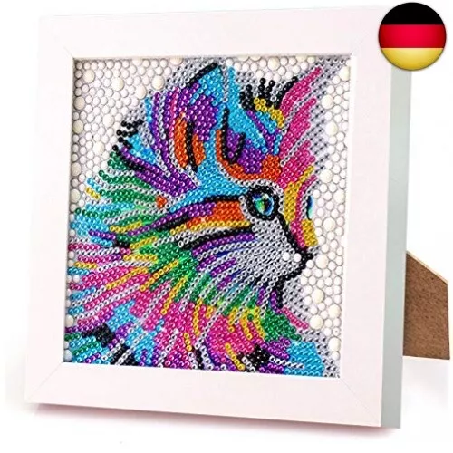 Aapxi 5d Diamond Painting Set Full Mit Holzrahmen Katze,Malen Nach Zahlen