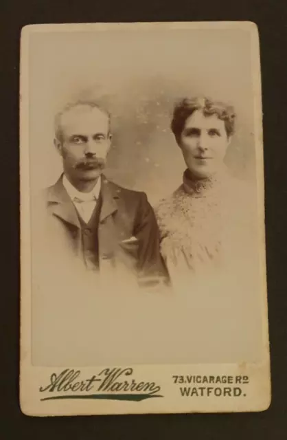 Vintage Albert Warren of Watford CDV Carte de Visite Card - Man & Woman #L