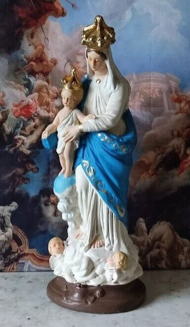 STATUE NOTRE DAME Des Victoires Vierge Marie En Platre Old Our Lady Of ...