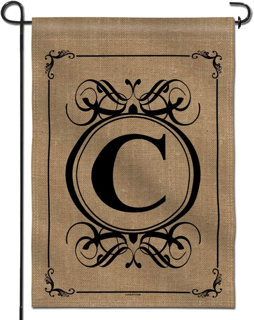 Classic Monogram Letter C Garden Flag, Double Sided Family Last Name Initial Yar