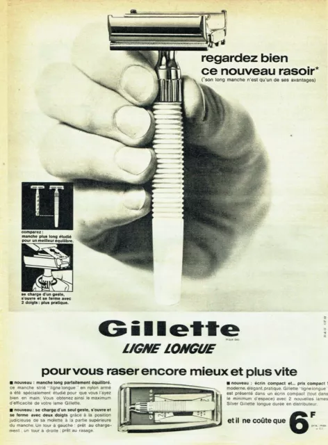 Publicité Advertising 059  1965   rasoir ligne longue Gillette