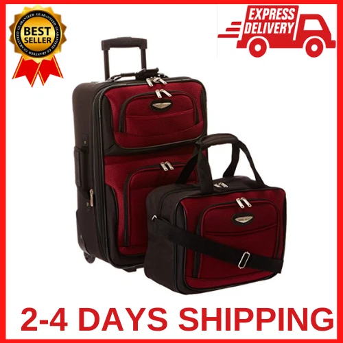 Travel Select Amsterdam Expandable Rolling Upright Luggage Burgundy 2-Piece Set