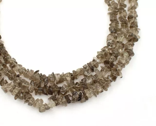 Natural Smoky Quartz Smooth Nugget Uncut Chips Gemstone Loose Beads 5mm 34 Inch