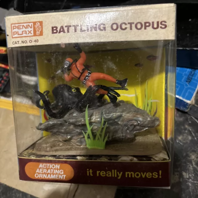 1990s Mint Unused In Box Penn Plax Action Battling Octopus Aquarium Ornament