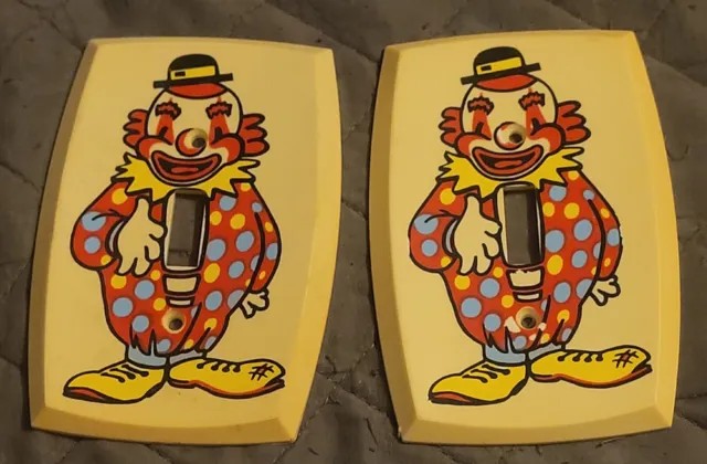 Vintage 1970s Clown Single Light Switch Covers Lot Of 2