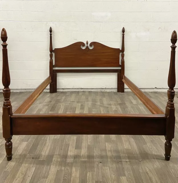 Vintage Convertible Queen or Full Size Low Four Poster Pediment Bed