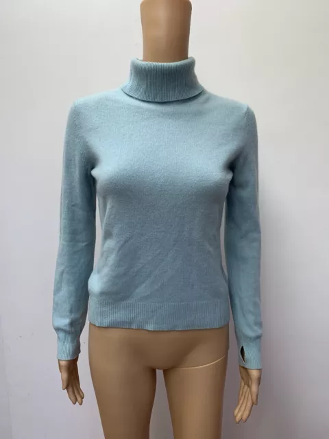 apt. 9 pastel blue 100% cashmere turtleneck long sleeve pullover sweater S HOLE