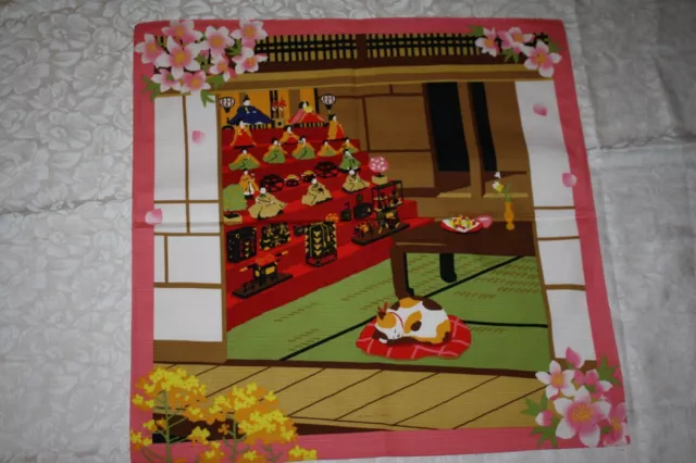 Furoshiki Made in Japan Jahrezeiten mit Katze März "Hinamatsuri" Mädchenfeiertag