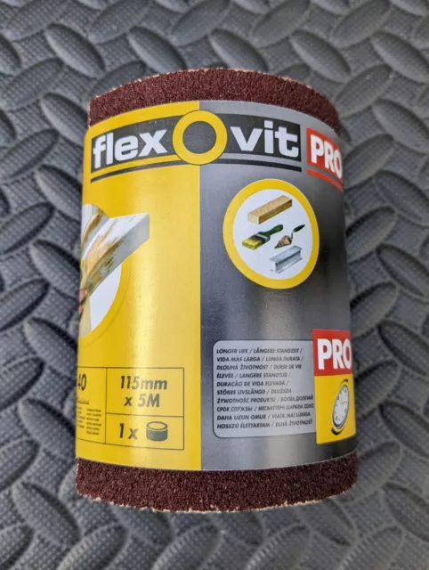 FLEXOVIT PRO HIGH PERFORMANCE SANDING ROLL 115mm x 5M 40grit From £3.75 each