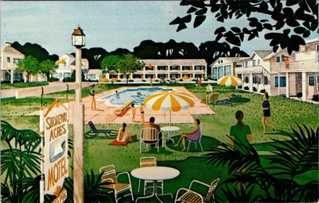 Falmouth Center, MA Massachusetts  SHOREWAY ACRES MOTEL Roadside CHROME Postcard