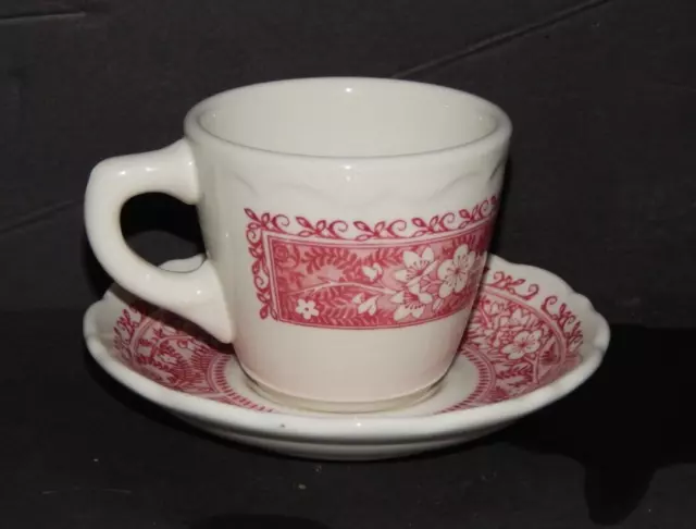 vintage Syracuse China ~ Strawberry Hill Red Floral ~  Cup & Saucer Set