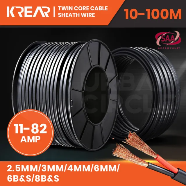 Krear 2.5-6MM Electrical Twin Core Wire Copper Cable Extension 10M /30M /100M