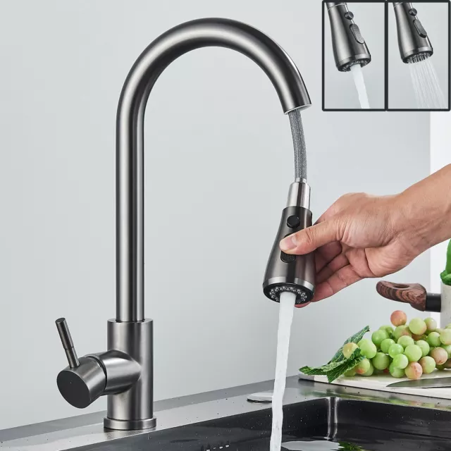 Grifo mezclador de fregadero de cocina Monomando Grifos giratorio Gris cascada