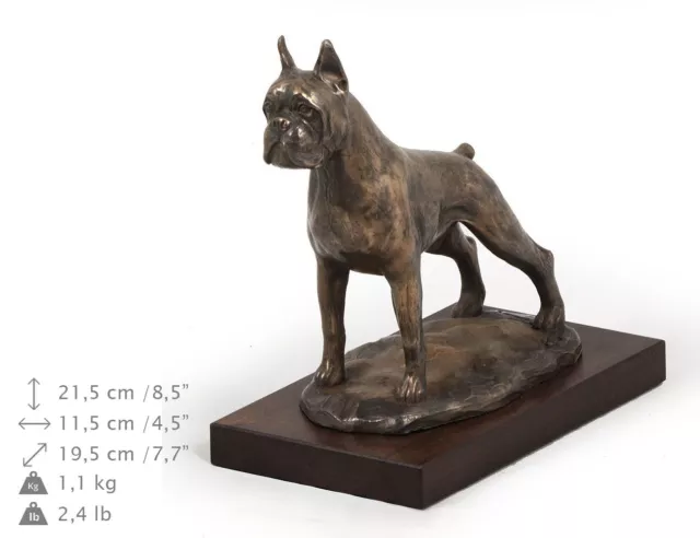 Boxer (cropped), Holz Statuette, Bronze, ArtDog, DE