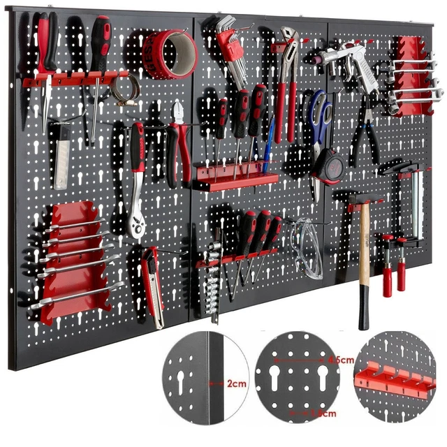 Rangement mural compact pour clés et voitures miniatures avec porte de garage interactive (rouge