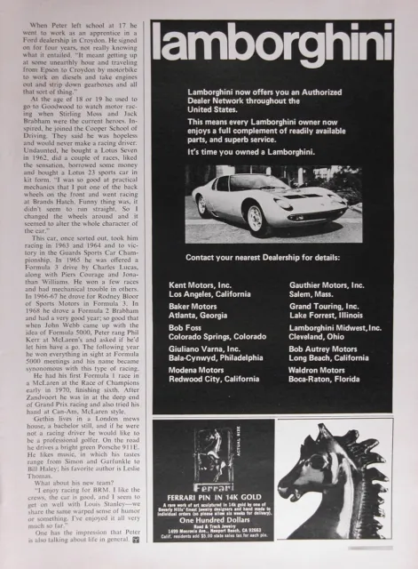 1972 LAMBORGHINI MIURA Authentic Vintage Ad ~ USA DEALERS ~ FREE SHIPPING!