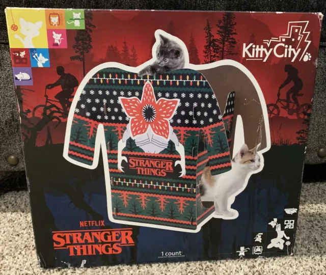 Kitty City Stranger Things Ugly Sweater Cat Two Level Scratcher-New in Box