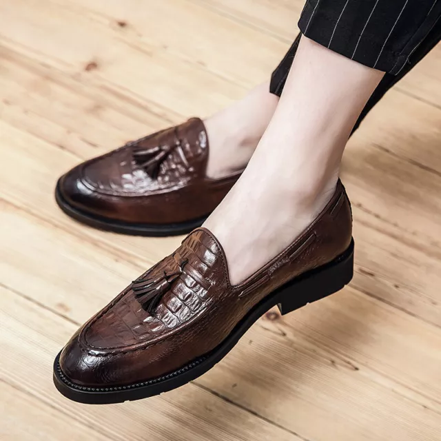 Mens Big Size Casual Low Top Shoes Slip On Tassels Faux Leather Formal Loafers