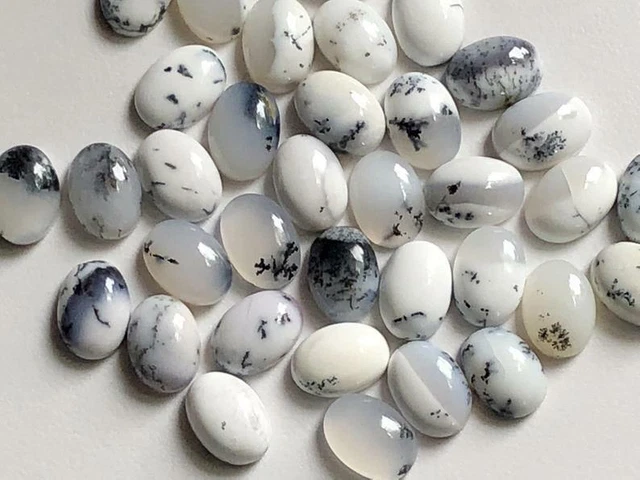 Dendrite Opal Oval Cab Flache Rückseite Lose Edelstein Schmuck Machen 3x5mm Um