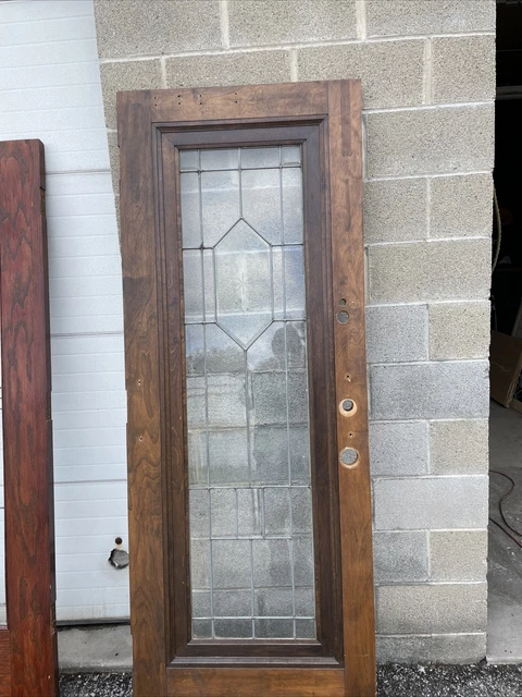 MARTOL401 Antique Birch Leaded Glass Door 29.75 X 80.5 X 1.75