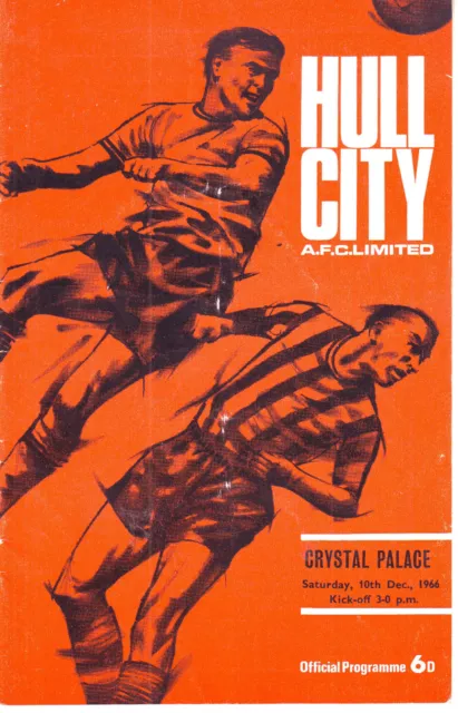 Hull City V Crystal Palace 10 December 1966 Division 2 Vgc