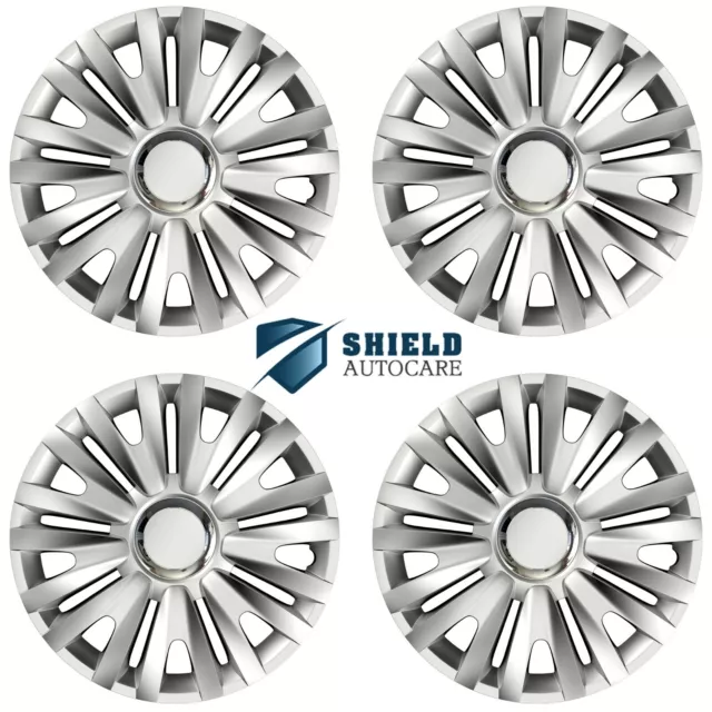 Copriruote 14" Coprimozzo Royal RC Copriplastica Set di 4 Silver Fit R14