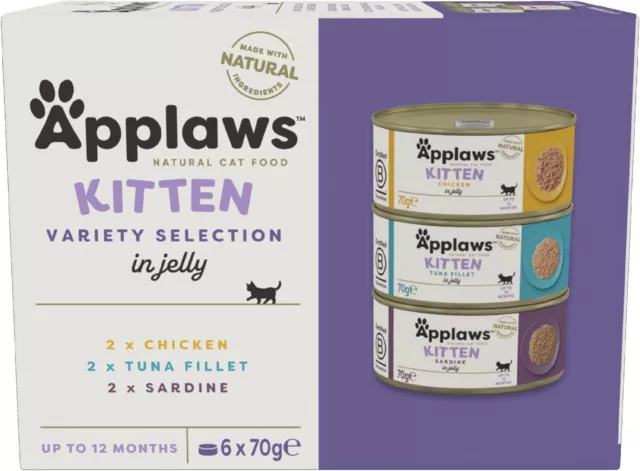 Applaws Natural Cat Food, Kitten Multipack Chicken and Fish 70 g (Pack of 6)