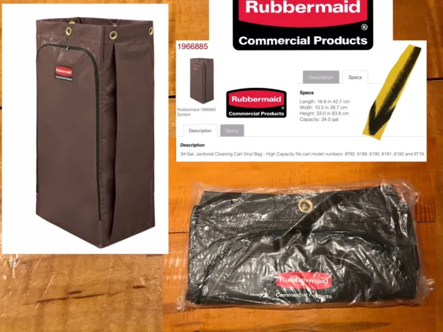 Rubbermaid COMMERCIAL 1966881 1966885 Vinyl Cart Bag Janitorial Housekeeping NEW