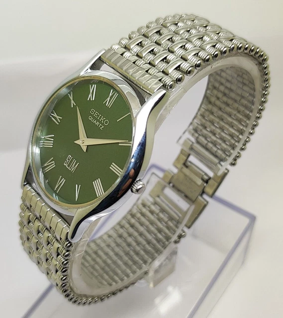 SEIKO QUARTZ SUPER Slim Men Steel Wrist Watch Japan Made Roman