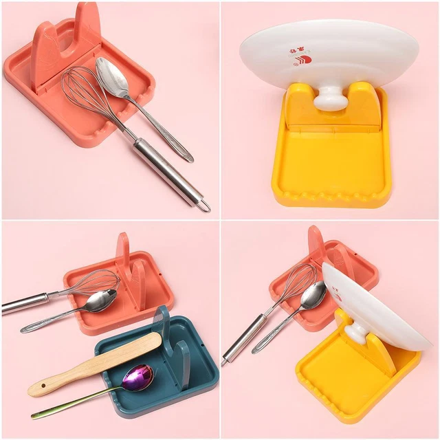Organizador de cocina de plástico estante de cubierta de sartén soporte de cuchara tapa estante horquilla estante