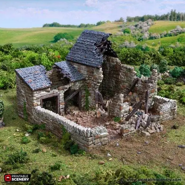 Ruined Pig Farm - King and Country - Printable Scenery Terrain Wargaming D&D DnD