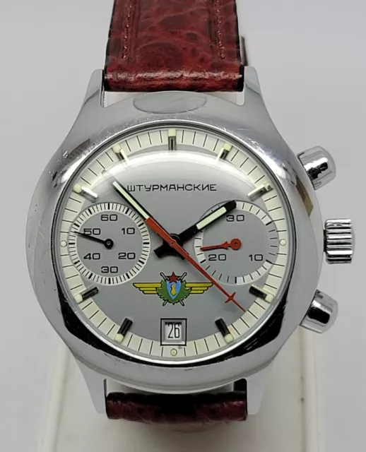 RARE STURMANSKIE 3133 POLJOT Vtg Soviet Chronograph USSR Watch MENS 38MM