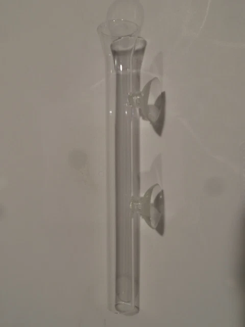 Ailindany 200mm Clear Glass Fish Feeder Tube for Aquarium with Two Dishes