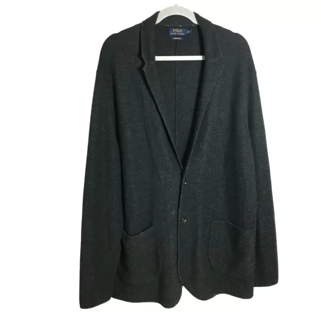POLO Ralph Lauren XL Sweater Jacket Black Buttons Pockets Unstructured