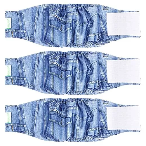 Wegreeco Jeans Washable Dog Diaper Male (Pack of 3) Washable Male Dog Belly Wrap