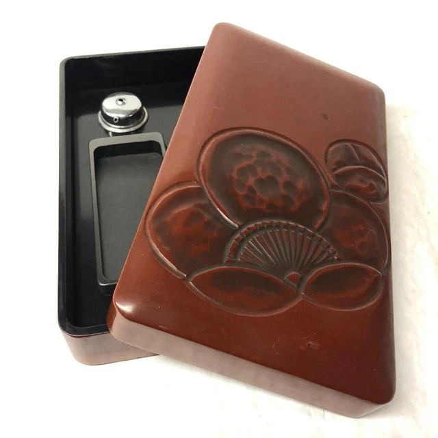 Ink Stone Box Ume Lacquer Vintage Suzuri Sumi Grinder Calligraphy Shodo Shuji