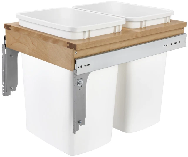 Rev-A-Shelf 4WCTM-18DM2-419-FL 4WCTM Top Mount Double Bin Trash - White