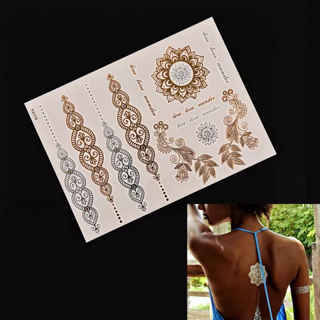 Gold Silver Metallic Flash Temporary Tattoos Sticker Temporary Body Art Tattoo 2