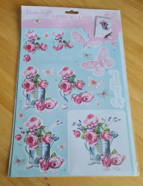 Papermania Henbury Lane A4 Die Cut Decoupage Pack Floral Flowers Friendship