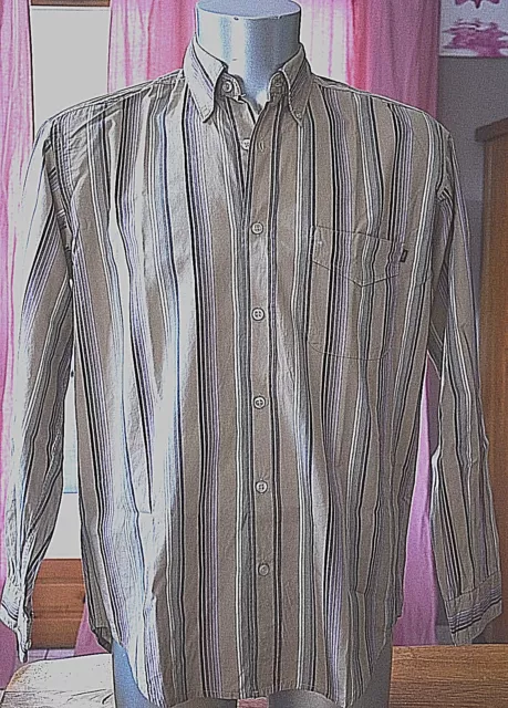 Bonito Camisa de Rayas Marrón Marlboro Classics Talla M Excelente Estado