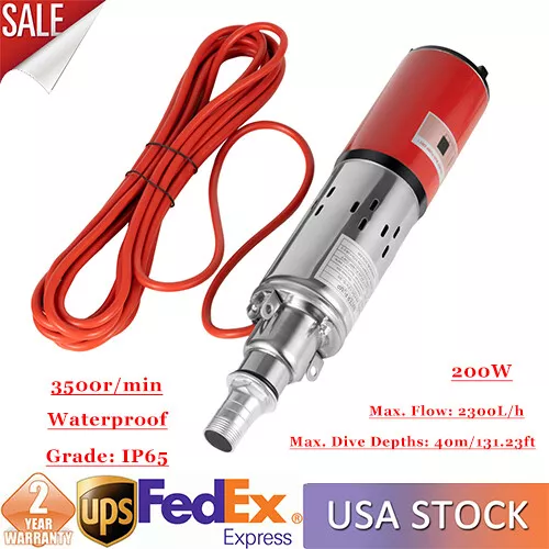 12V Stainless Steel Submersible Pump Deep Well Water DC Pump 1500L/H Durable HOT
