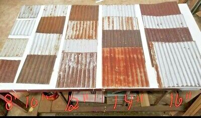 (#16) 20 pieces square Vintage Reclaimed Corrugated Rustic Metal Roofing Tiles