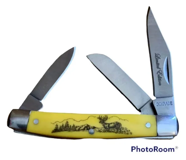Old Timer 1105610 Schrade Wildlife Deer 3 Blade Pocket Knife Limited Edition