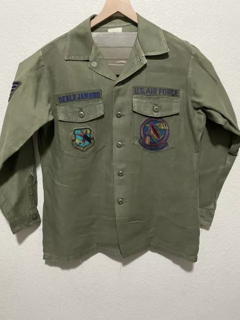 US AIR FORCE Vietnam War Era Mens Shirt Sateen OG-107 Large Size Named ...