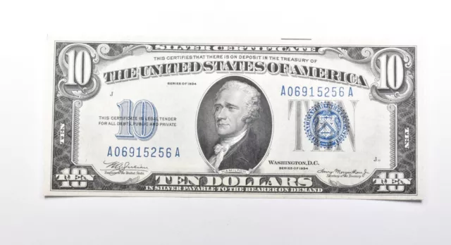 1934 $10 United States Silver Certificate Blue Seal Note *0851