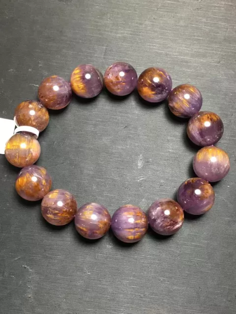 14mm Natural Purple Titanium Crystal Brazilian Beads Bracelet AAAA+