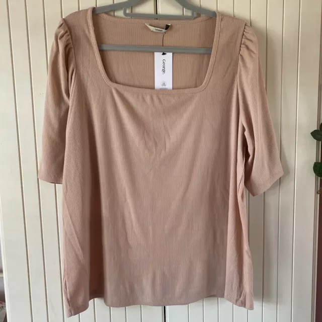 Pretty Pale Pink Square Neck  Top Size 20 George BNWT