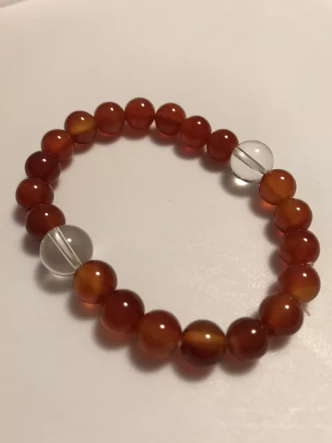 Red Agate Clear Crystal Bracelet 8mm 10mm