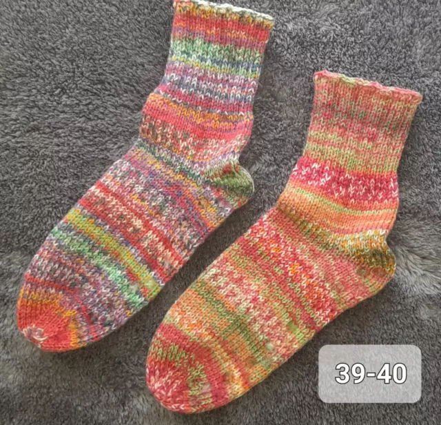 Dicke handgestrickte Socken Gr. 39/40 Scrappy Socks Antirutsch