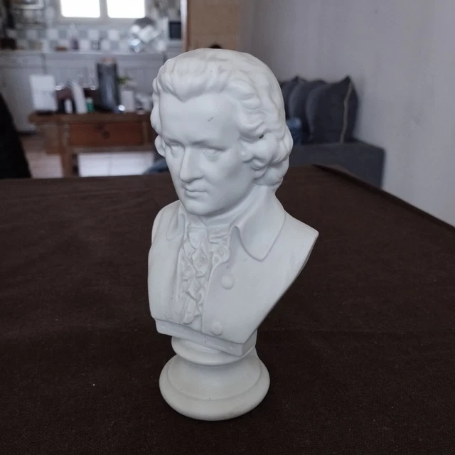 Buste De Mozart – Statue En Plâtre – Blanc – Petit Format – Neuf